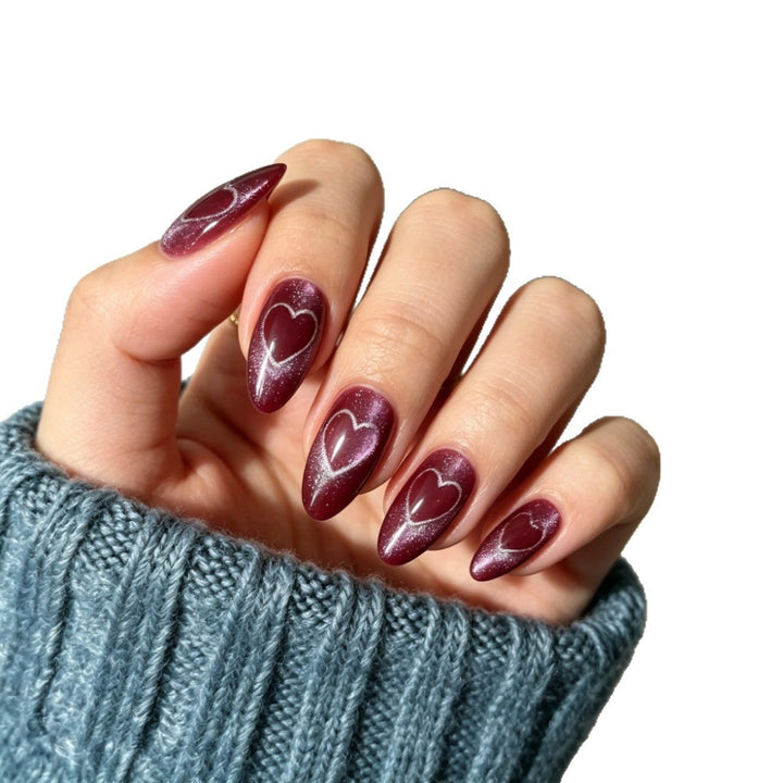 Heart-Decorated Almond-Shaped Press-On Nails Stornfield