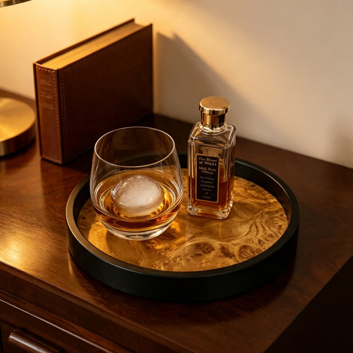 Elegant Round Wooden Serving Tray