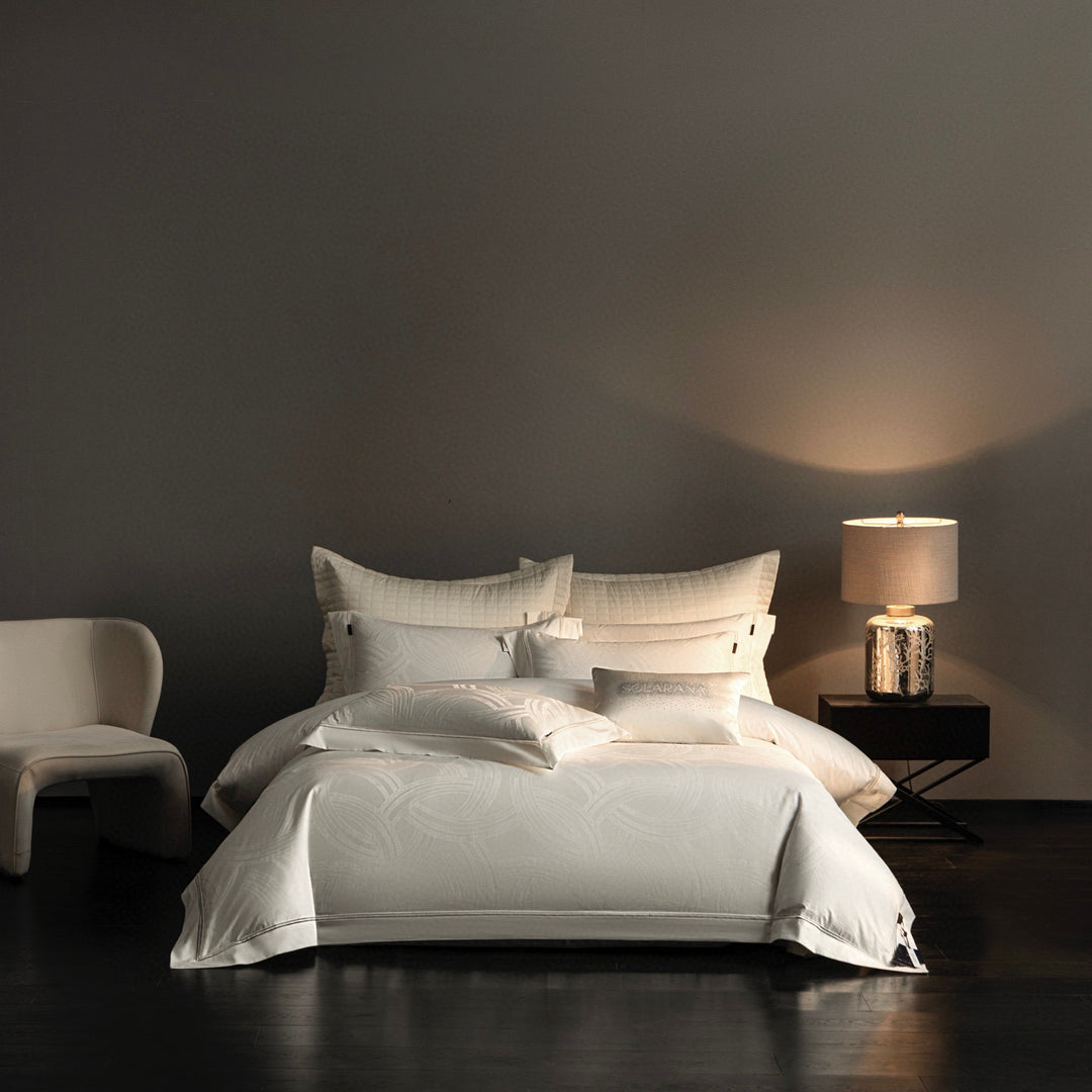 Luxury Jacquard Duvet Cover Set with Quilted Shams & Decorative Cushions