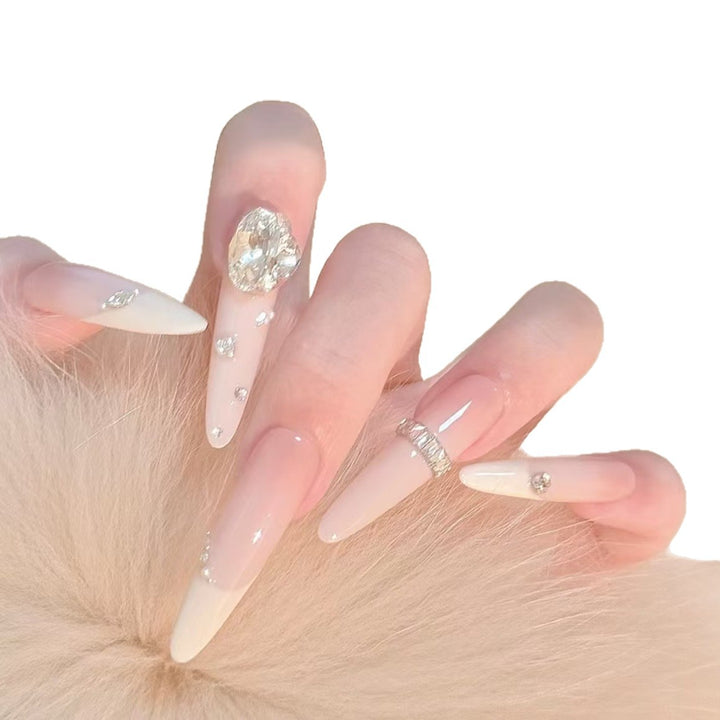 Glamorous Stiletto Nail Art Extensions with Crystal Accents