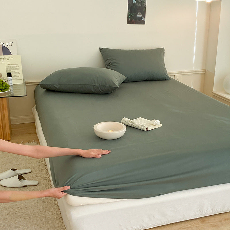 Deep-Pocket Elasticized Fitted Sheet Set with Sateen-Feel Pillowcases