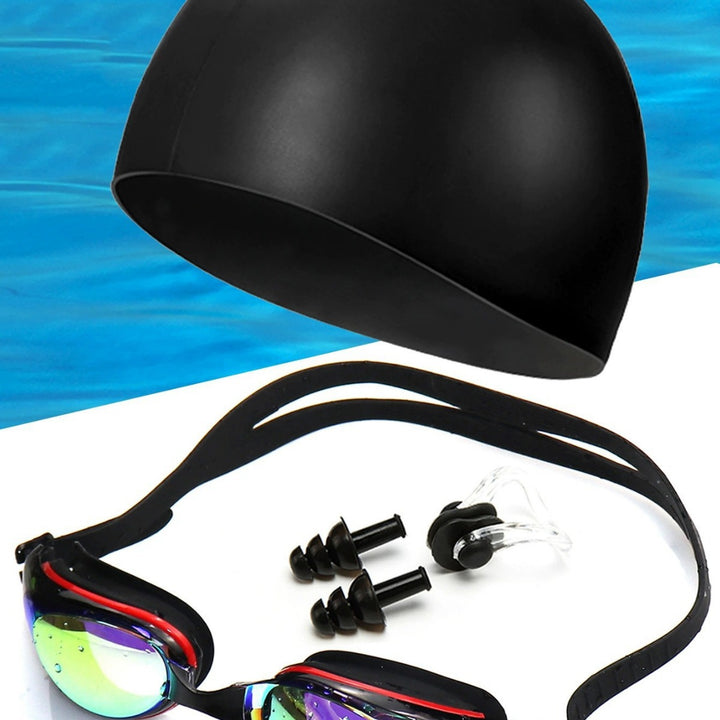 Swimming set with ergonomic swimming goggles and silicone cap Stornfield