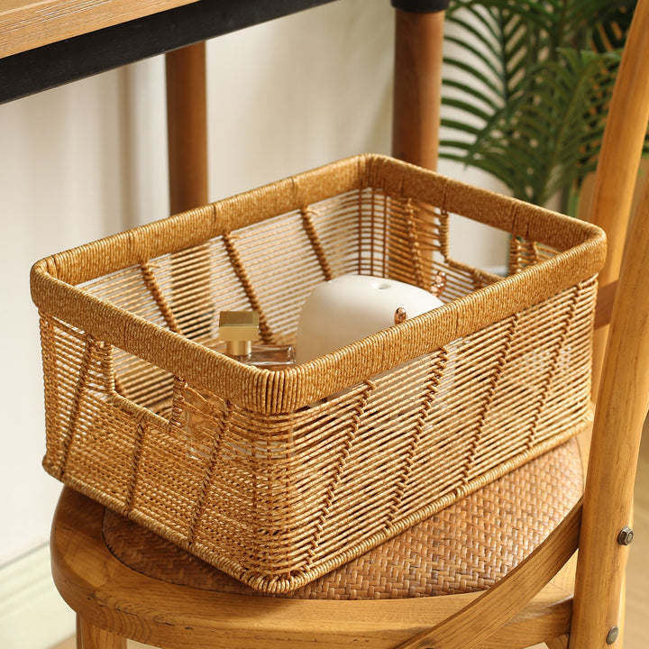 Decorative Handwoven Storage Basket with Cutout Handles Stornfield