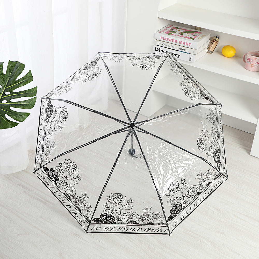 Ladies elegant transparent umbrella with romantic design Stornfield