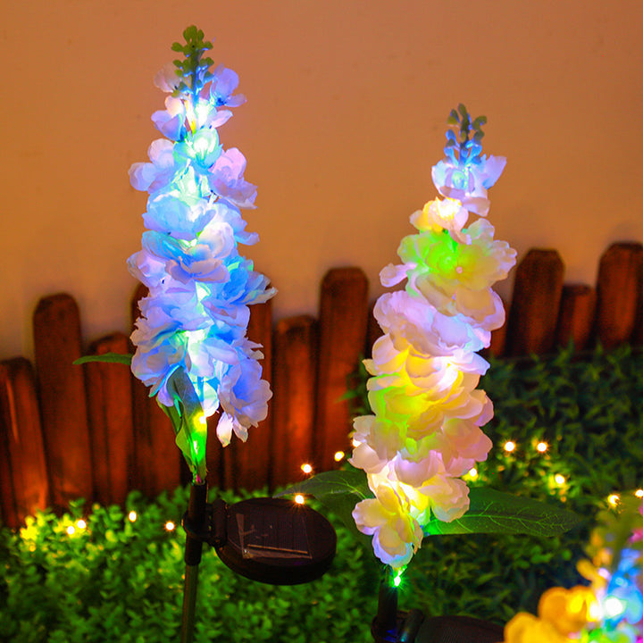 Decorative Tall Artificial Delphinium Garden Stake With Stainless Steel Spike And Adjustable Clip Stornfield