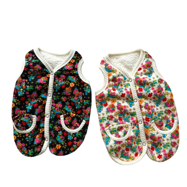 Floral Fleece Snap-Front Dog Vest