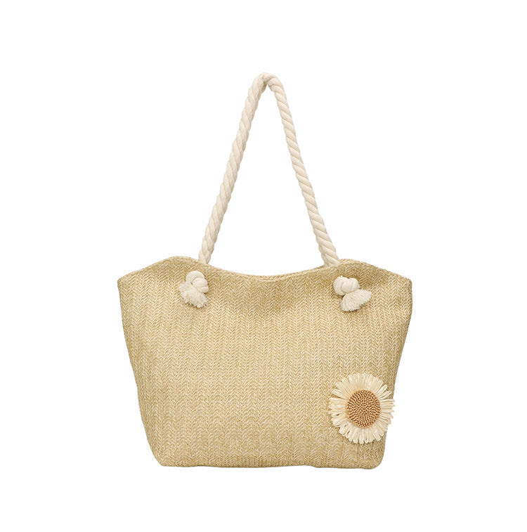 Decorative Floral Embellished Beach Tote Bag Stornfield