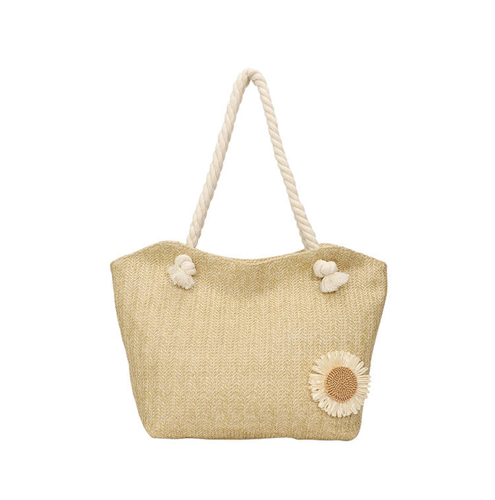 Decorative Floral Embellished Beach Tote Bag Stornfield