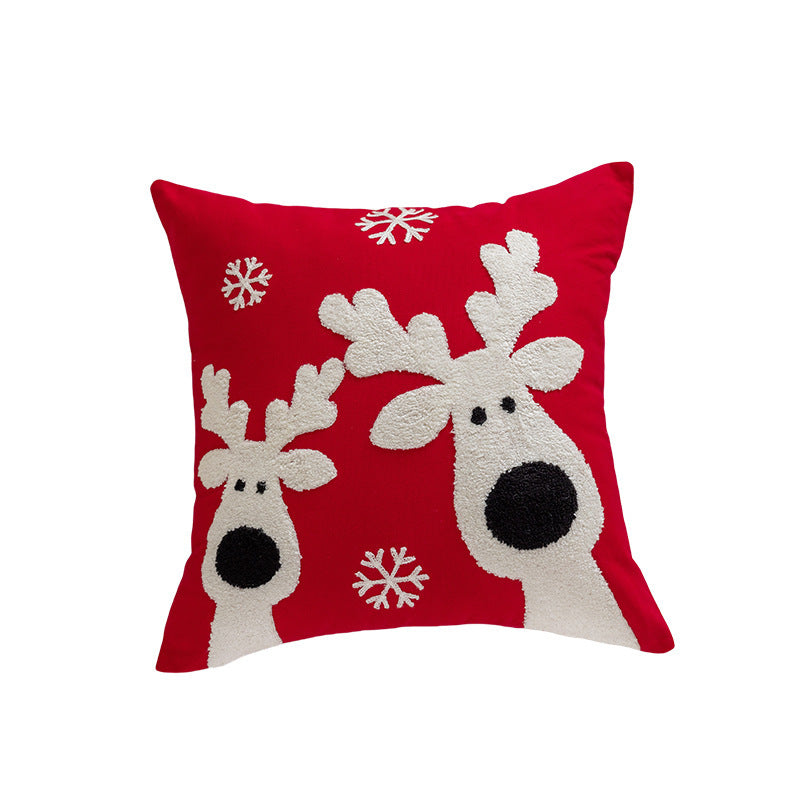 Holiday Tufted Chenille Square Throw Pillow with Raised Tree Motif and Hidden Zipper