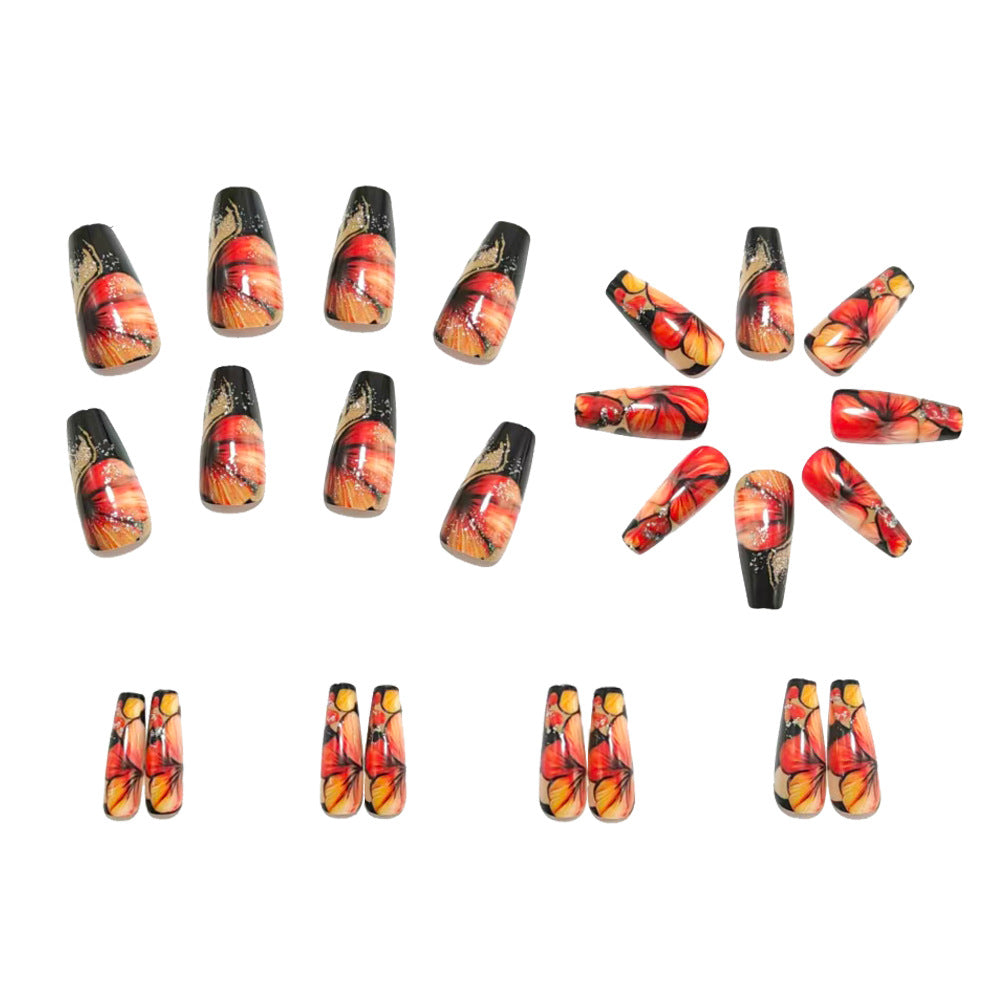 Artificial Nails In Elegant Flower Design Stornfield