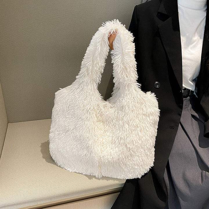 Plush Faux Fur Slouchy Tote Bag