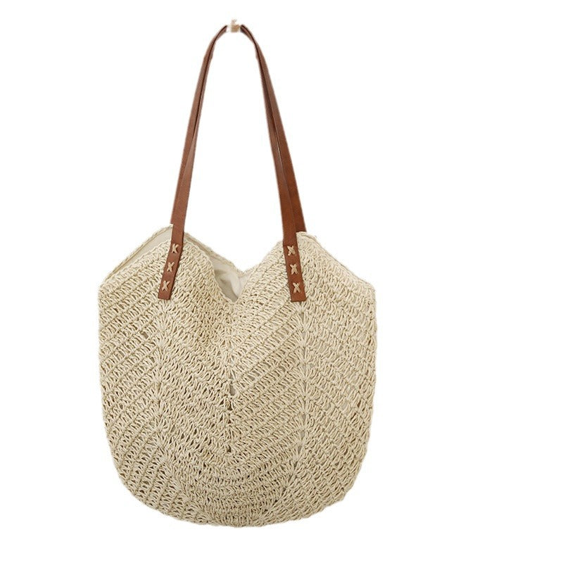 Braided basket bag with sturdy leather handles Stornfield