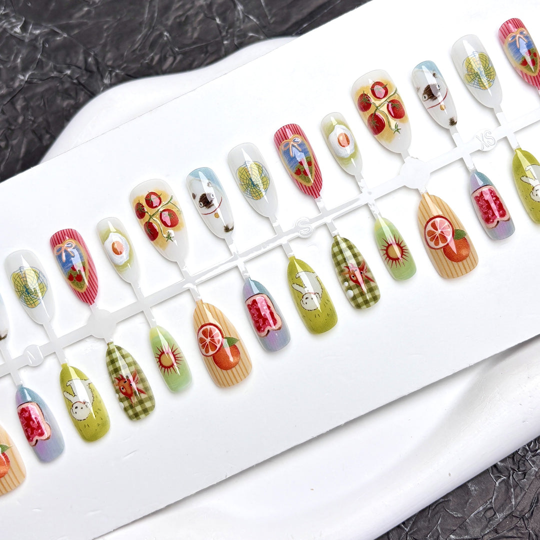 Playful Fruit-Themed Press-On Nail Set