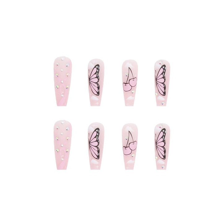 Decorative Press-On Nail Art Set with Butterfly Accents