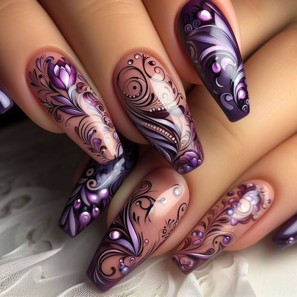 Artificial nails with floral patterns Stornfield