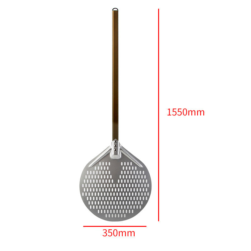 long wooden handled round aluminum pizza peel with reinforced neck Stornfield