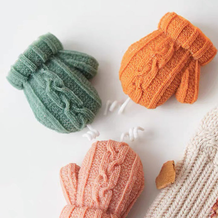 Soft Cable-Knit Baby Mittens with Elastic Cuff and Attached Wrist Cord