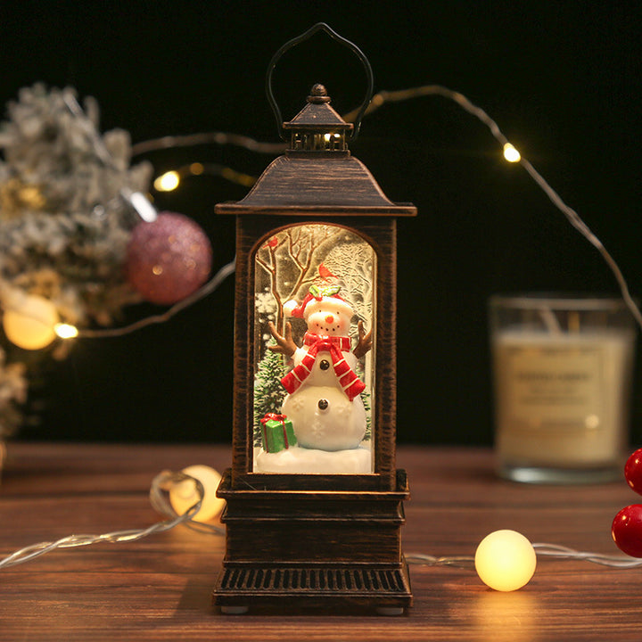 Nostalgic Christmas lantern with glowing snowman Stornfield