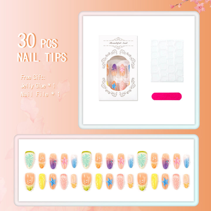 Marine-Inspired Decorative Press-On Nail Set