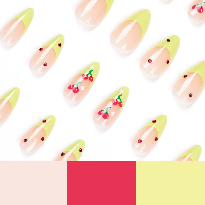 Artful Press-On Nails with Fruity Design Stornfield