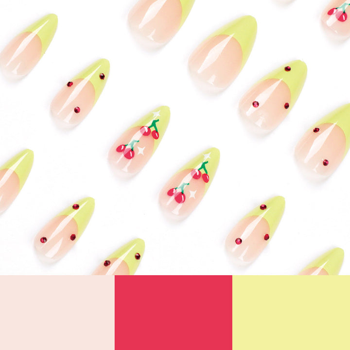 Artful Press-On Nails with Fruity Design Stornfield