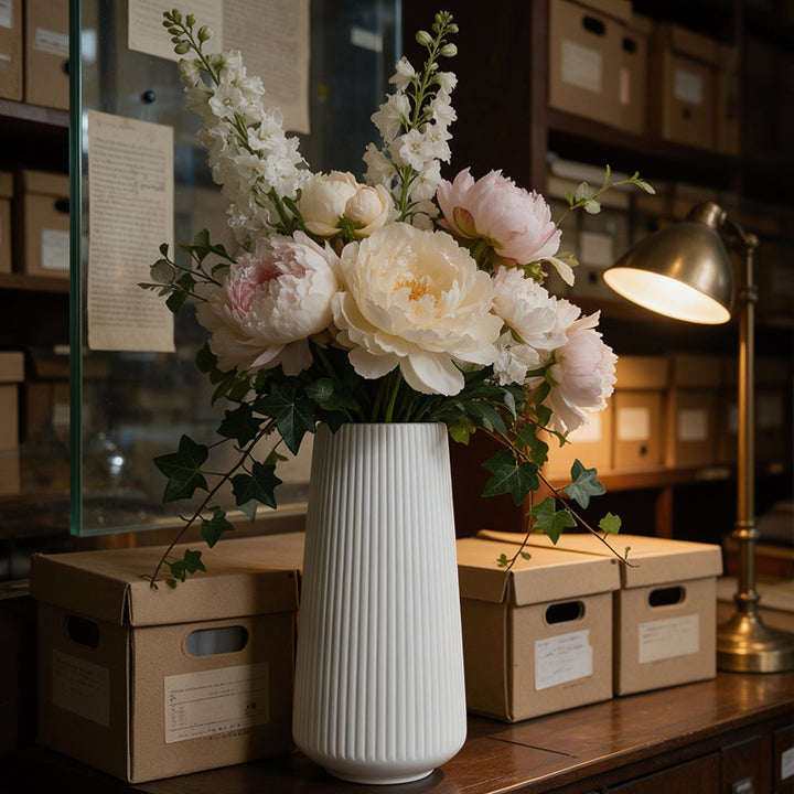Modern Vertical Ribbed Ceramic Vase Stornfeild