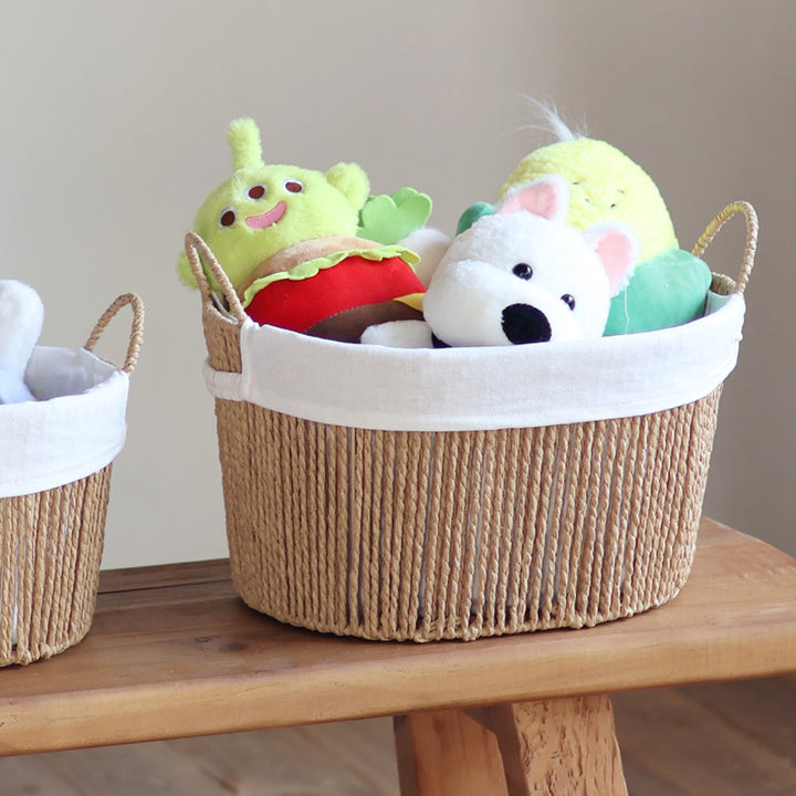 Handcrafted storage basket with white cotton lining Stornfield