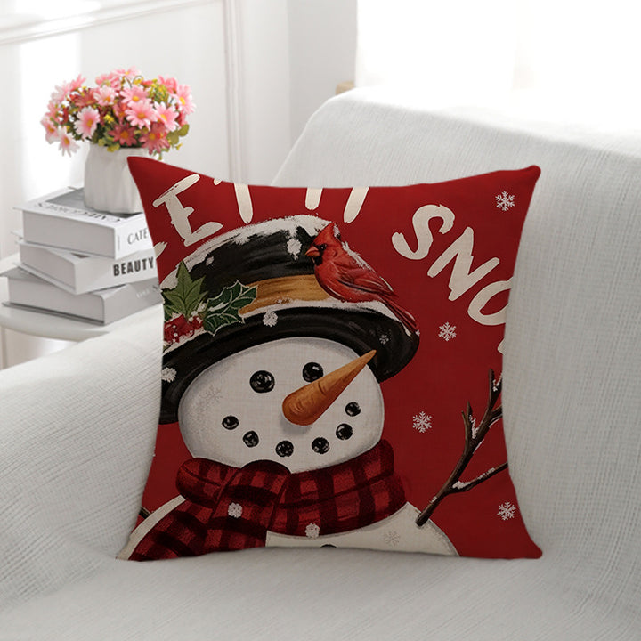 Festive Snowman-Themed Decorative Throw Pillow