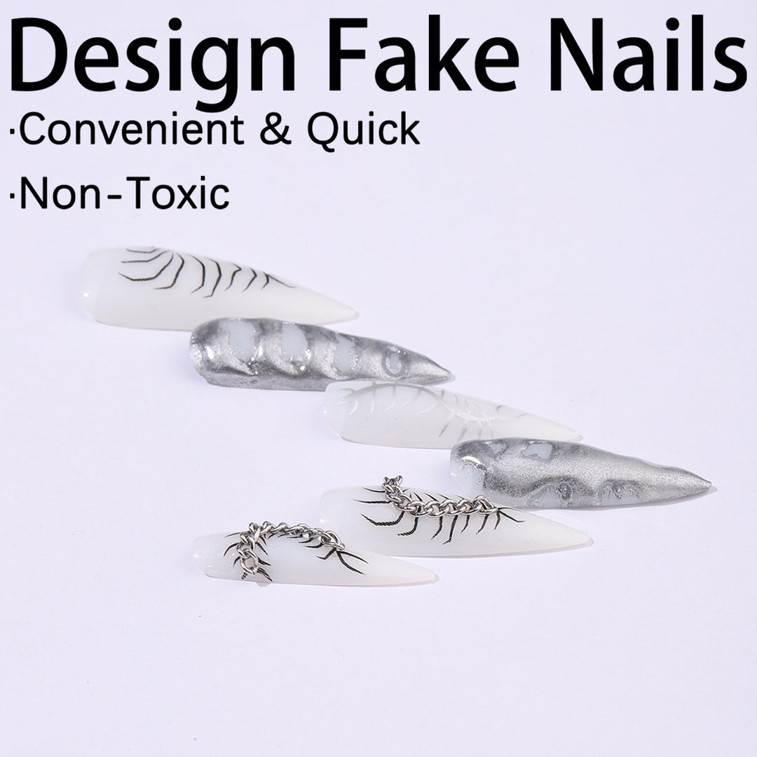 Creative nail art set with elegant floral designs and metallic accents Stornfield