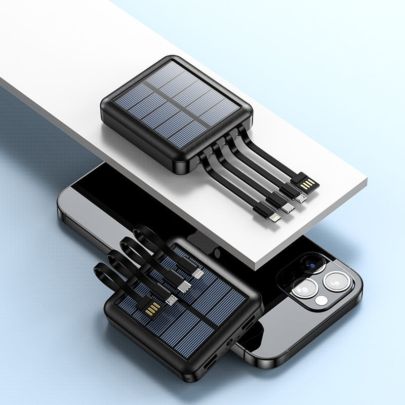 Portable solar power bank with integrated charging cables and efficient fast charging function Stornfield