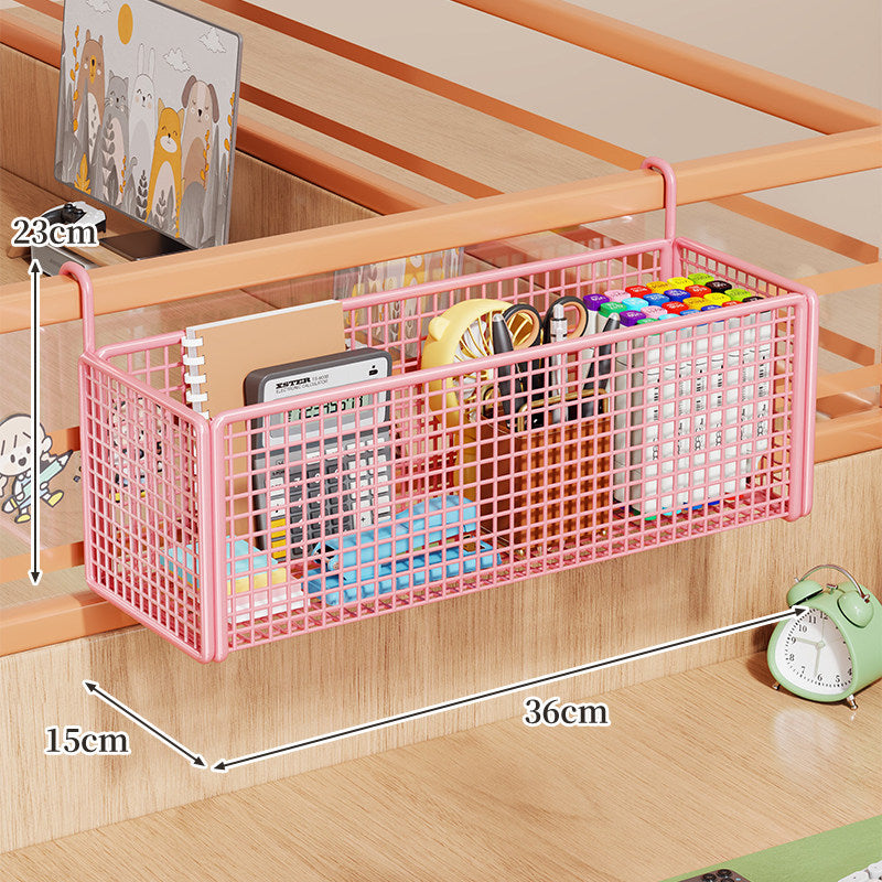 Over-Rail Metal Grid Hanging Storage Basket Organizer for Bunk Bed and Desk