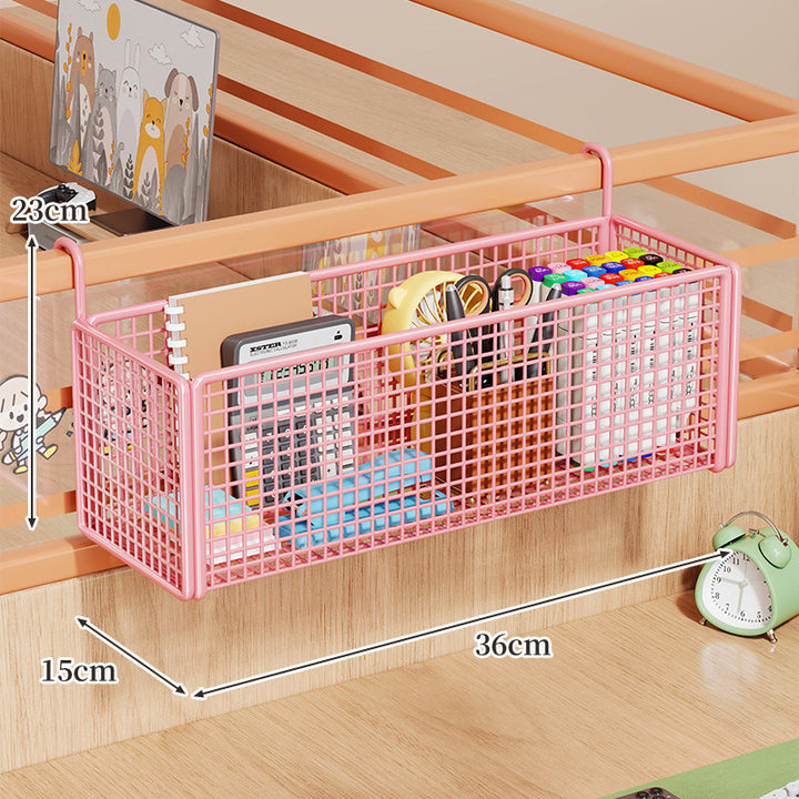 Over-Rail Metal Grid Hanging Storage Basket Organizer for Bunk Bed and Desk