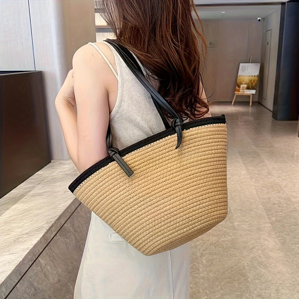 Spacious beach bag with innovative leather handles Stornfield