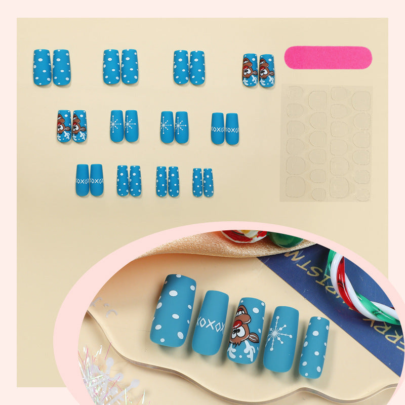 Creative Christmas Art Nail Set with Cheerful Reindeer Design Stornfield