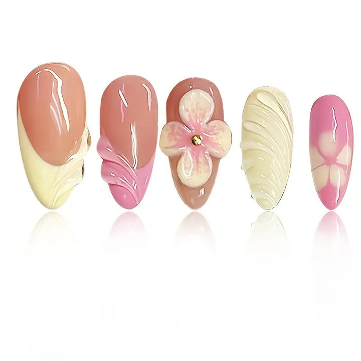 Artistic 3D Floral Press-On Nail Art Stornfield