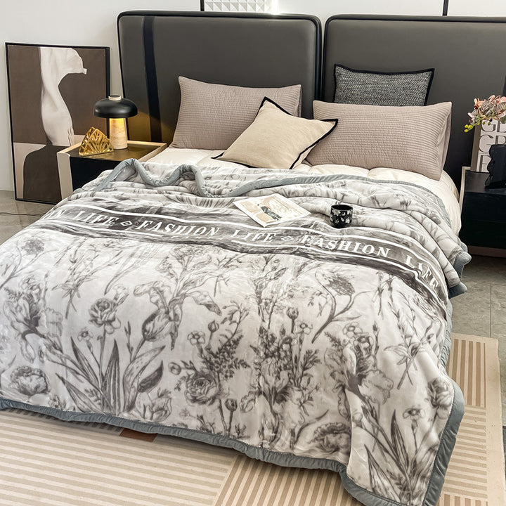Floral Patterned Fleece Throw Blanket Stornfield