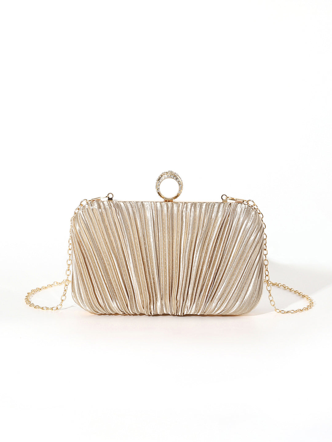 Pleated Metallic Evening Clutch