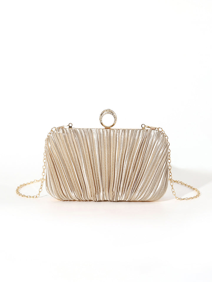 Pleated Metallic Evening Clutch