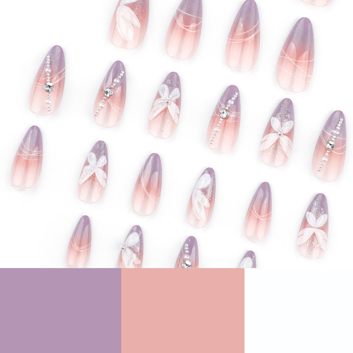 Artful Nail Extensions with Delicate Flower Designs Stornfield