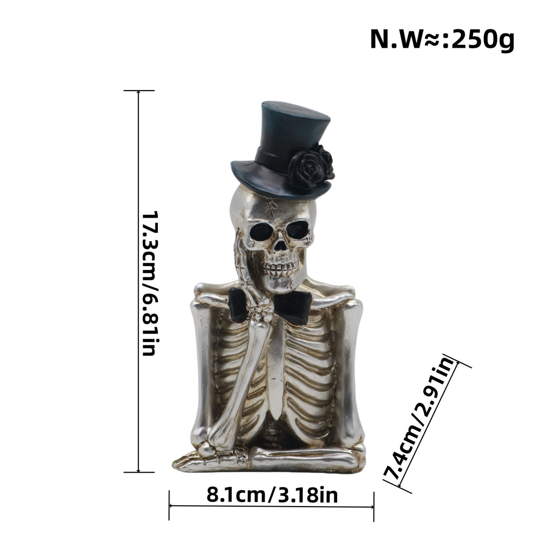 Stylish skeleton figure with top hat and black rose Stornfield