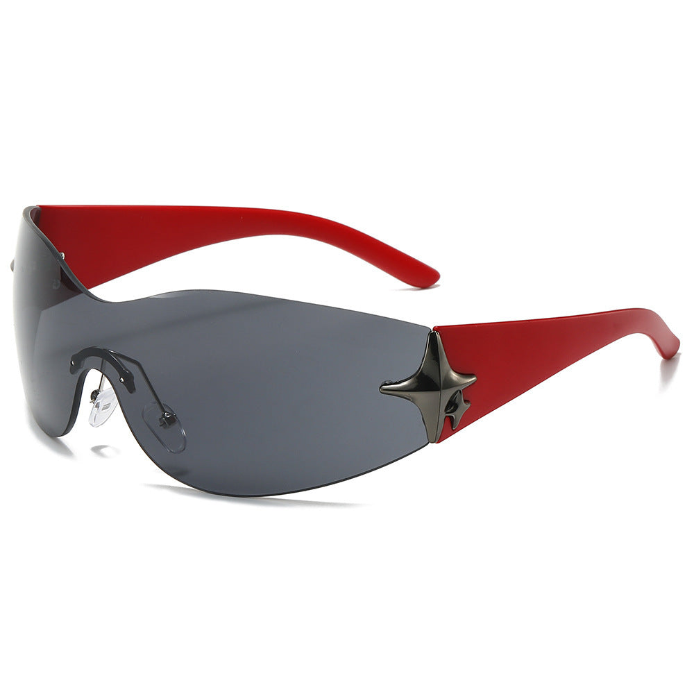 Futuristic Shield Sunglasses with Metallic Accents Stornfield