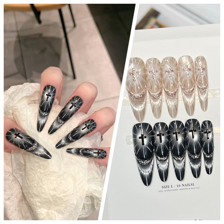 Artistic Stiletto Press-On Nail Set with Charming Patterns Stornfield