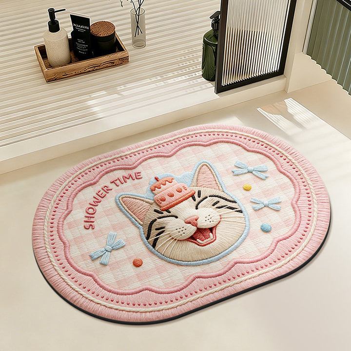 Creative Cat-Themed Bath Mat for Bathroom