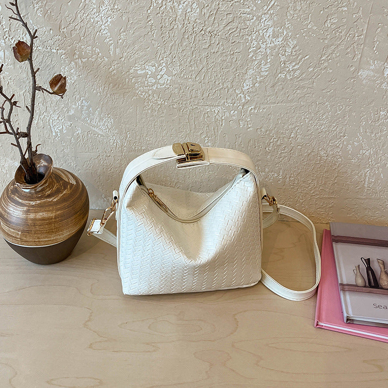 Woven Leather Hobo Handbag