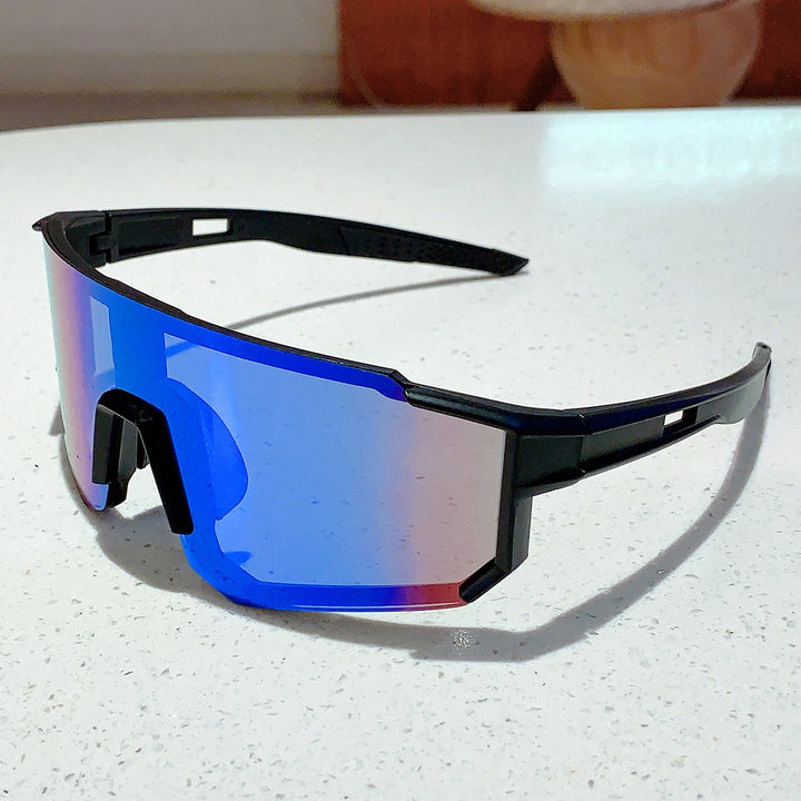 Unisex nan sporty shield sunglasses with continuous mirror lens and adjustable nose bridge Stornfield