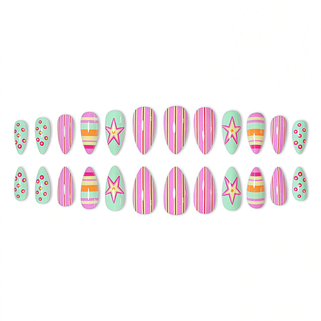 Vibrant Patterned Nail Art Extensions Stornfield