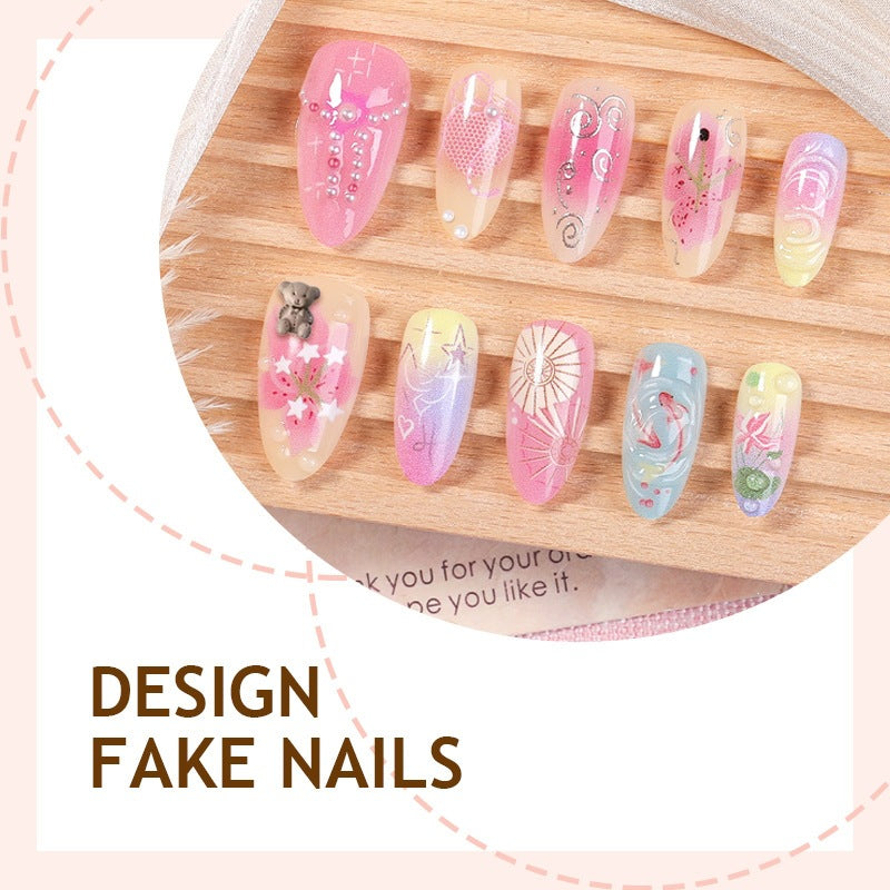 Creative nail art set with floral and playful designs Stornfield
