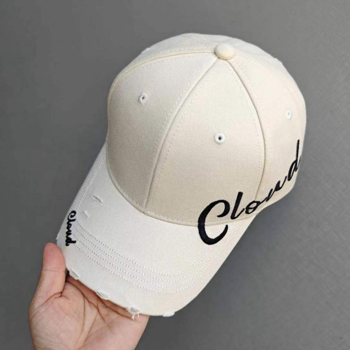 Women's Distressed Cotton Baseball Cap with Scripted Design Stornfield