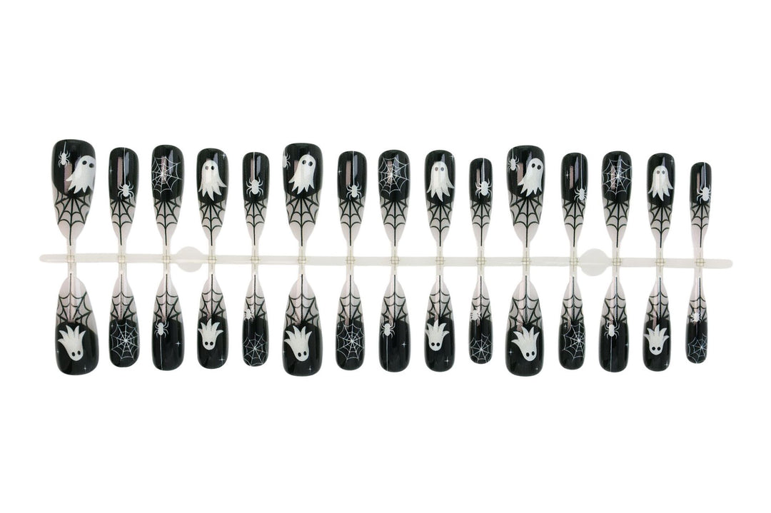 Halloween Artificial Nail Set with Ghost and Spider Web Design Stornfield