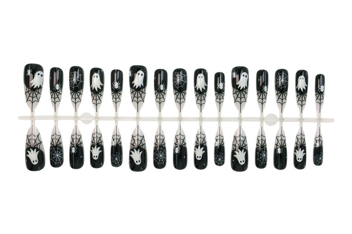 Halloween Artificial Nail Set with Ghost and Spider Web Design Stornfield
